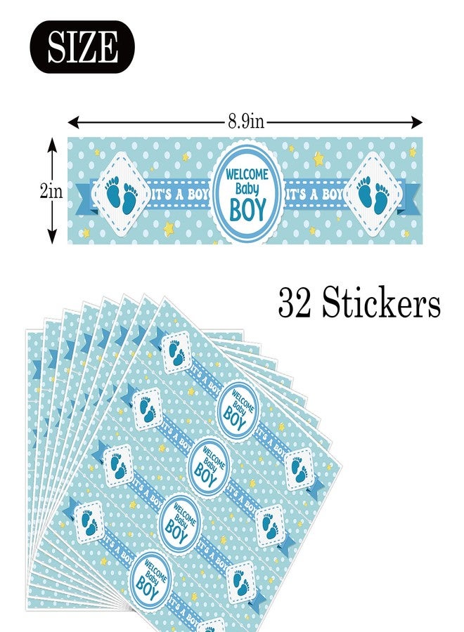 MonMon & Craft Welcome Baby Boy Water Bottle Stickers/Gender Reveal Bottle Wrappers/It's a Boy Water Labels Supplies/Baby Shower Decorations Blue (Set of 32) - Image 2